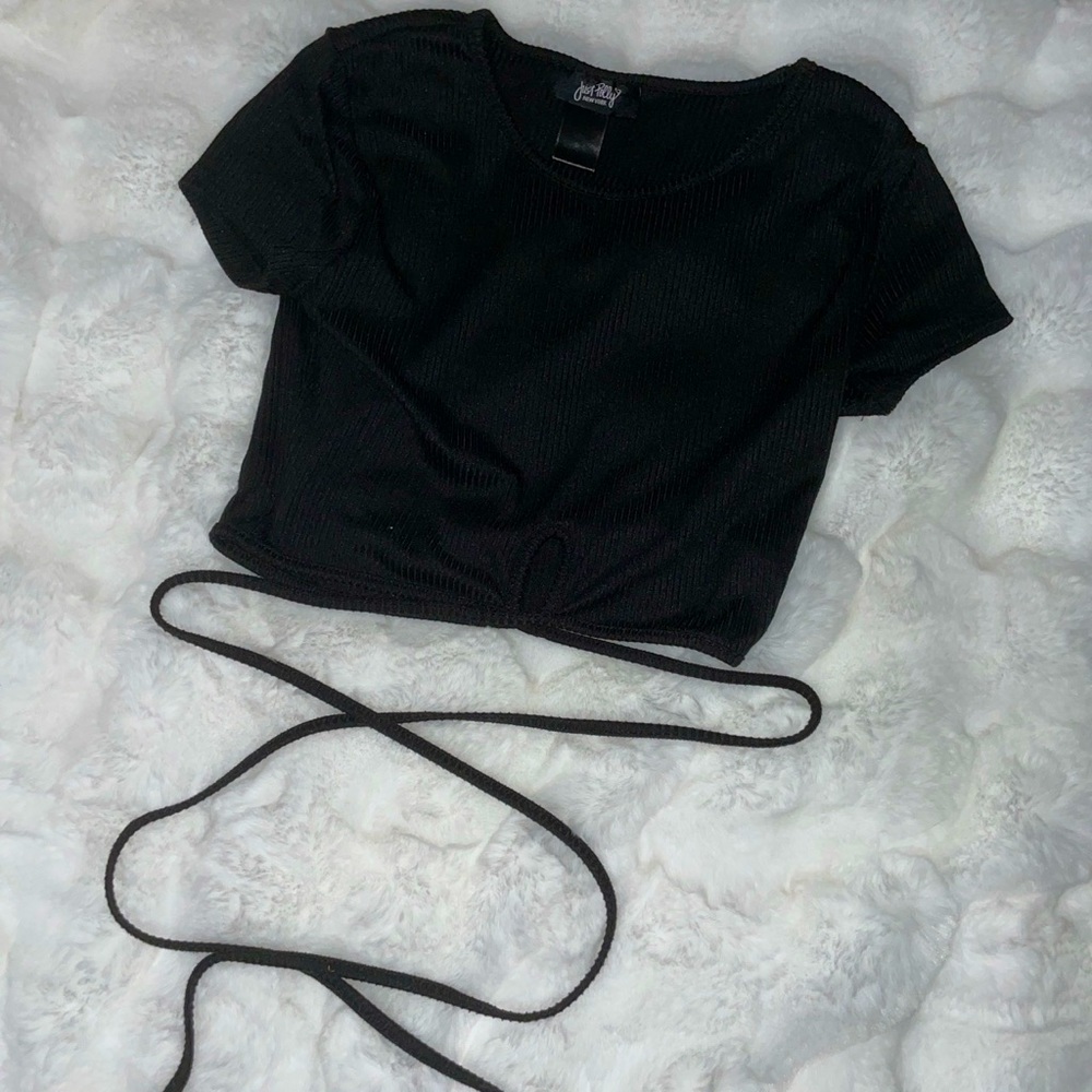 Black Ribbed Crop Top